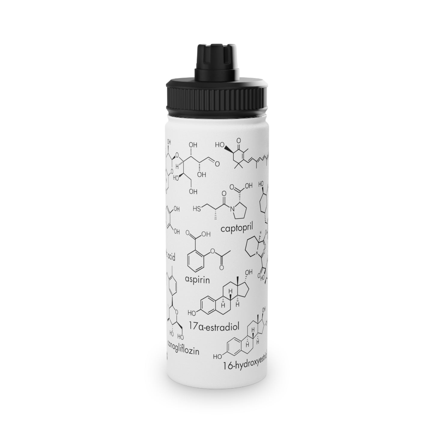 ITP Stainless Steel Water Bottle, 18 oz, White
